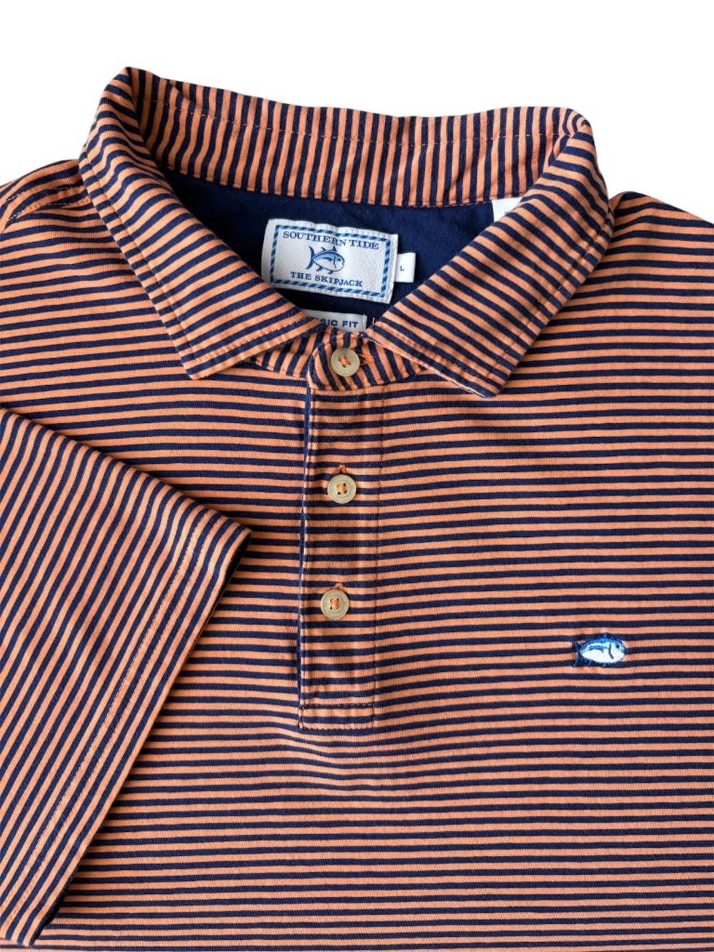 Southern Tide The Skipjack Classic Fit Pima Cotton Striped Polo Shirt Size L